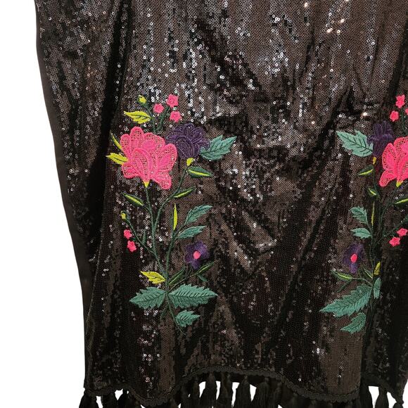 Eloquii embroidered fringe black sequin skirt size 22 - Picture 3 of 6